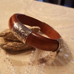 Silpada sterling silver and wooden western bangle